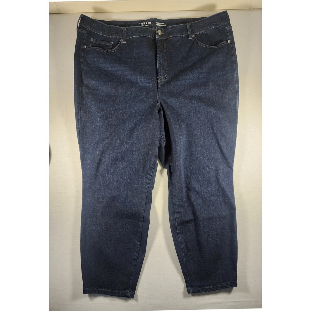 Torrid Trio Fit Skinny Limitless Stretch Crop Capri Jeans Blue Plus Size 28R 30R